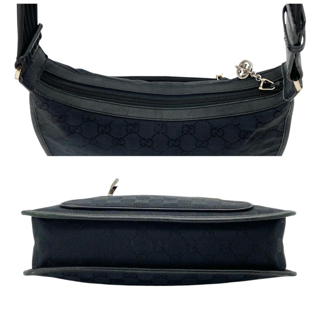 GUCCI Shoulder Bag Purse GG Canvas Black Authentic