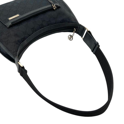 GUCCI Shoulder Bag Purse GG Canvas Black Authentic