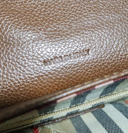 BURBERRY Hand Shoulder Bag Tote Purse 2way Nova Check Leather Brown Authentic