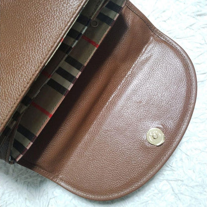 BURBERRY Hand Shoulder Bag Tote Purse 2way Nova Check Leather Brown Authentic