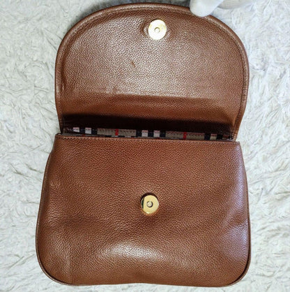 BURBERRY Hand Shoulder Bag Tote Purse 2way Nova Check Leather Brown Authentic