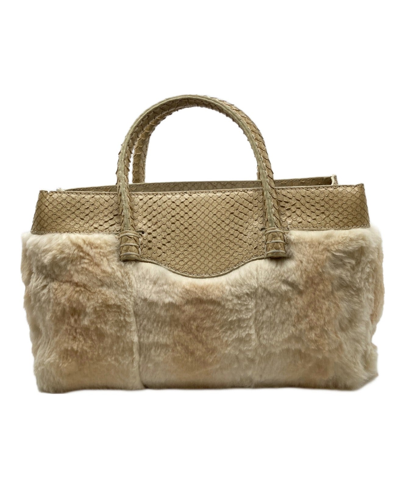 TOD'S Hand Bag Tote Purse Leather Beige Authentic