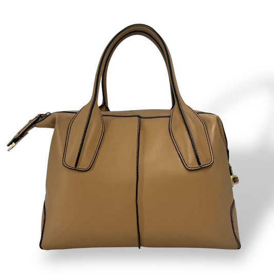 TOD'S Hand Bag Tote Purse Leather Beige Authentic