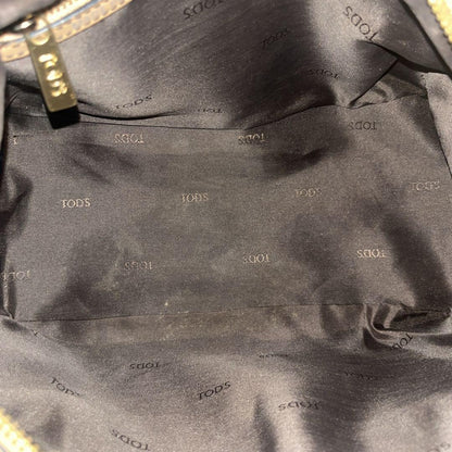 TOD'S Hand Bag Tote Purse Leather Beige Authentic