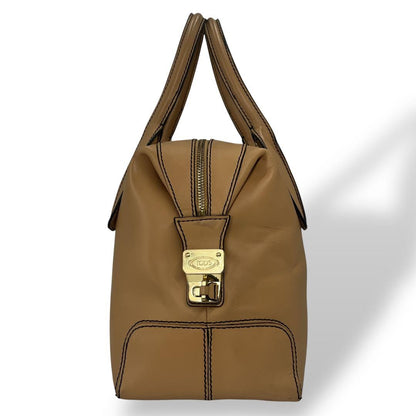 TOD'S Hand Bag Tote Purse Leather Beige Authentic