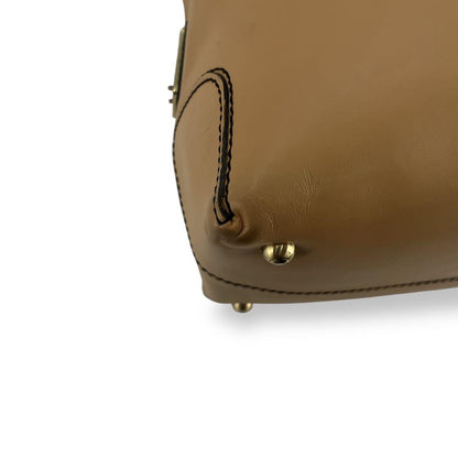 TOD'S Hand Bag Tote Purse Leather Beige Authentic