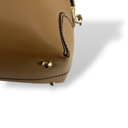 TOD'S Hand Bag Tote Purse Leather Beige Authentic
