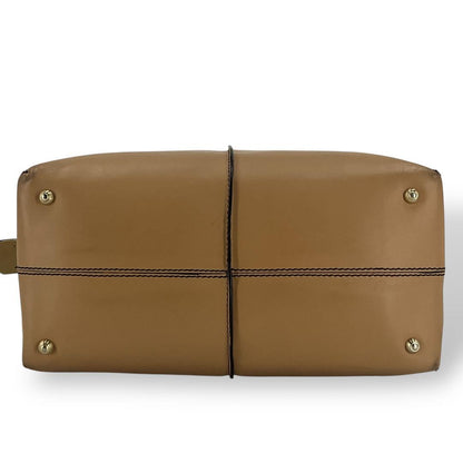 TOD'S Hand Bag Tote Purse Leather Beige Authentic