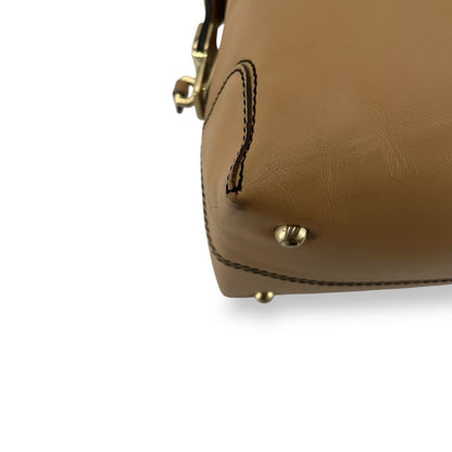 TOD'S Hand Bag Tote Purse Leather Beige Authentic