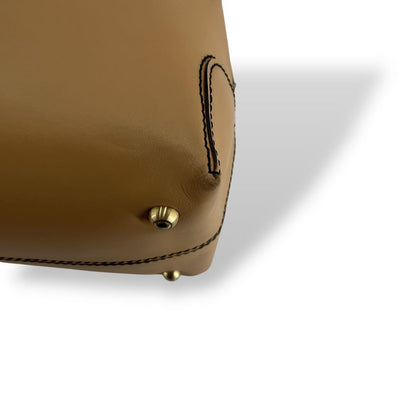 TOD'S Hand Bag Tote Purse Leather Beige Authentic