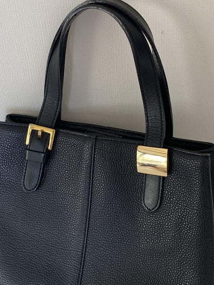 BURBERRY Hand Bag Tote Purse Nova Check Leather Black Authentic