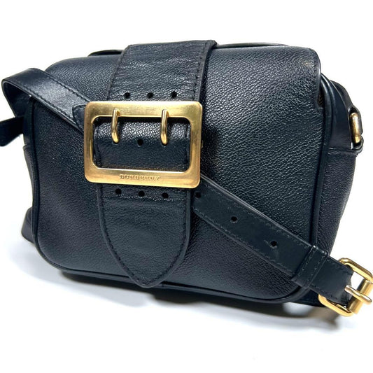 BURBERRY Shoulder Bag Purse Nova Check Leather Black Authentic