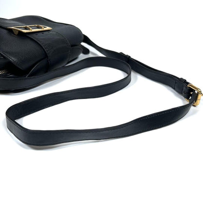 BURBERRY Shoulder Bag Purse Nova Check Leather Black Authentic