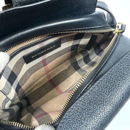 BURBERRY Shoulder Bag Purse Nova Check Leather Black Authentic