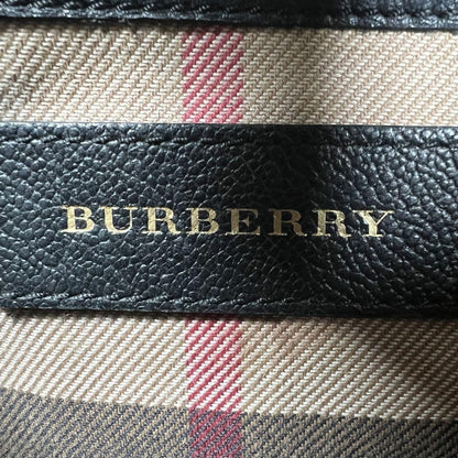BURBERRY Shoulder Bag Purse Nova Check Leather Black Authentic