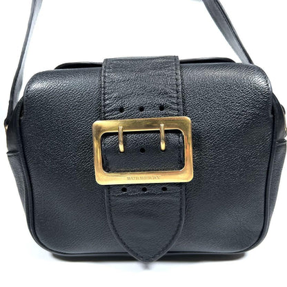 BURBERRY Shoulder Bag Purse Nova Check Leather Black Authentic