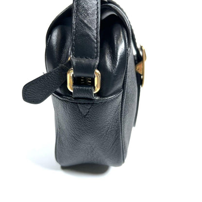 BURBERRY Shoulder Bag Purse Nova Check Leather Black Authentic