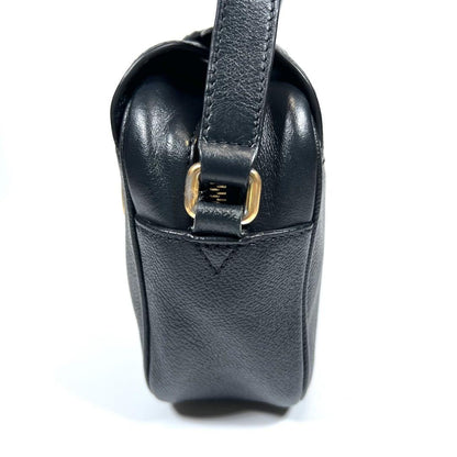 BURBERRY Shoulder Bag Purse Nova Check Leather Black Authentic