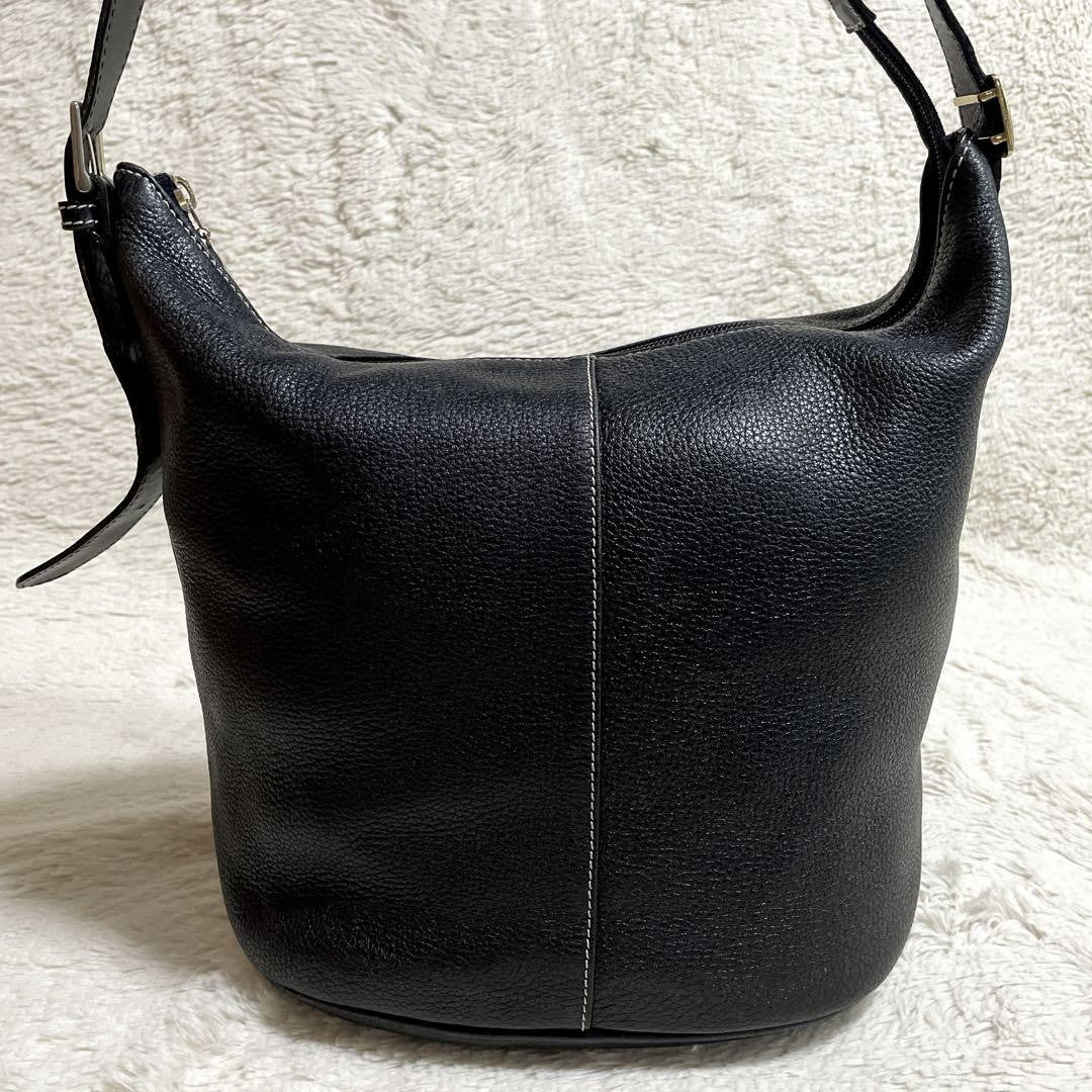BURBERRY Shoulder Bag Purse Nova Check Leather Black Authentic