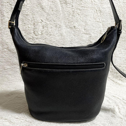 BURBERRY Shoulder Bag Purse Nova Check Leather Black Authentic