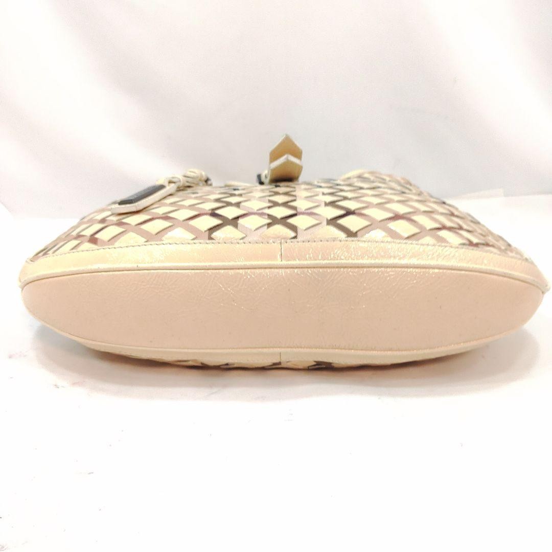 BURBERRY Shoulder Bag Purse Nova Check Patent Leather White Authentic