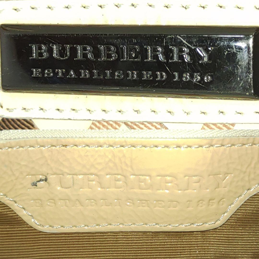 BURBERRY Shoulder Bag Purse Nova Check Patent Leather White Authentic