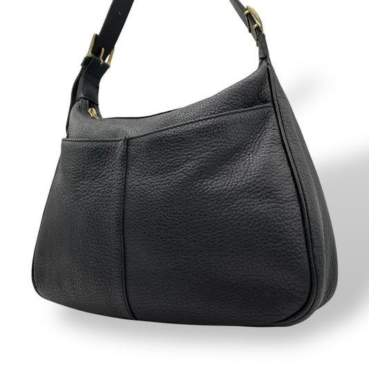 BURBERRY Shoulder Bag Purse Nova Check Leather Black Authentic
