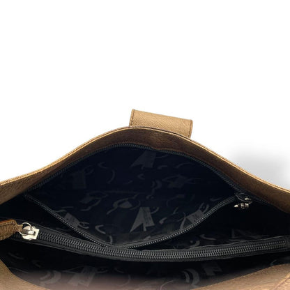 Salvatore Ferragamo Shoulder Bag Purse Gancini Leather Brown Authentic