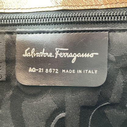 Salvatore Ferragamo Shoulder Bag Purse Gancini Leather Brown Authentic