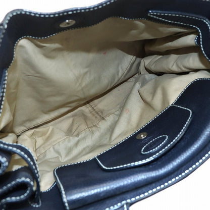 TOD'S Hand Bag Tote Purse Leather Navy Authentic