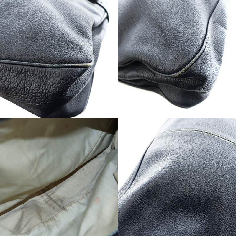 TOD'S Hand Bag Tote Purse Leather Navy Authentic
