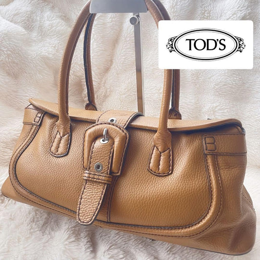 TOD'S Hand Bag Tote Purse Leather Brown Authentic