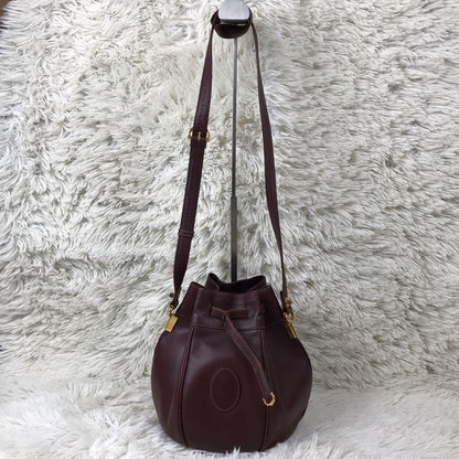 Cartier Shoulder Bag Purse Must Leather Bordeaux Authentic