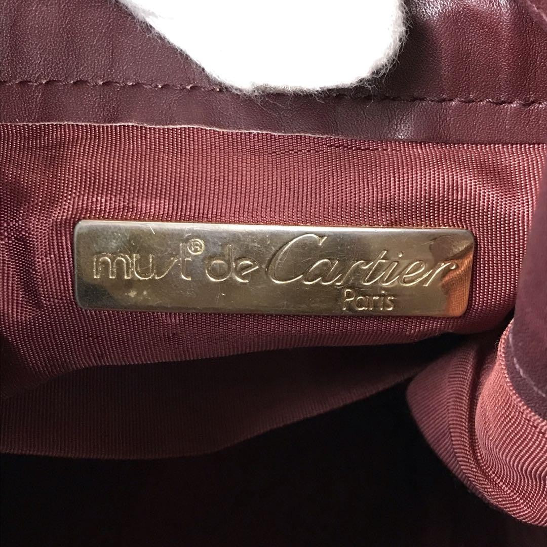 Cartier Shoulder Bag Purse Must Leather Bordeaux Authentic