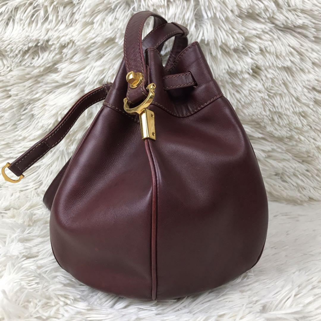Cartier Shoulder Bag Purse Must Leather Bordeaux Authentic