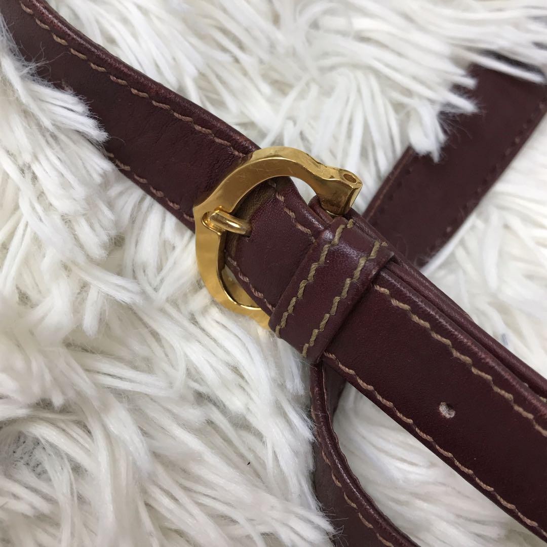 Cartier Shoulder Bag Purse Must Leather Bordeaux Authentic
