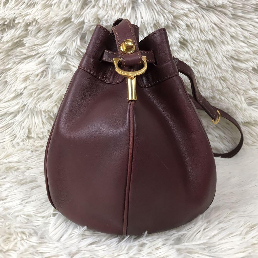 Cartier Shoulder Bag Purse Must Leather Bordeaux Authentic