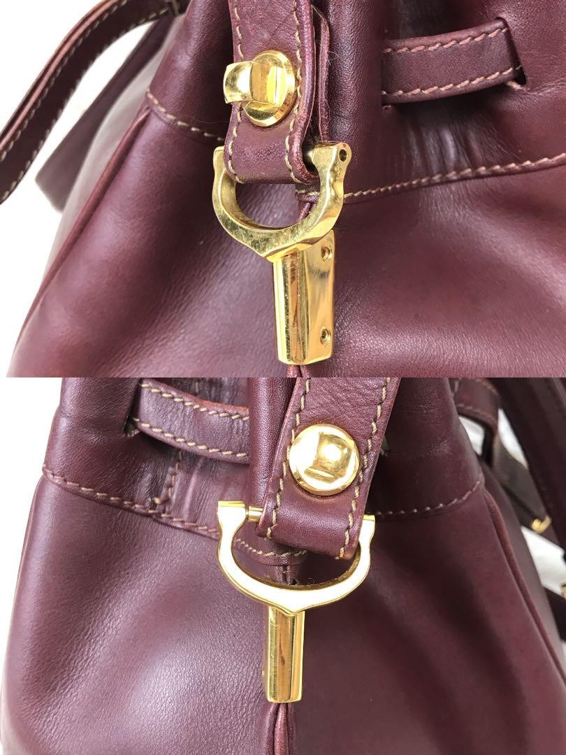 Cartier Shoulder Bag Purse Must Leather Bordeaux Authentic