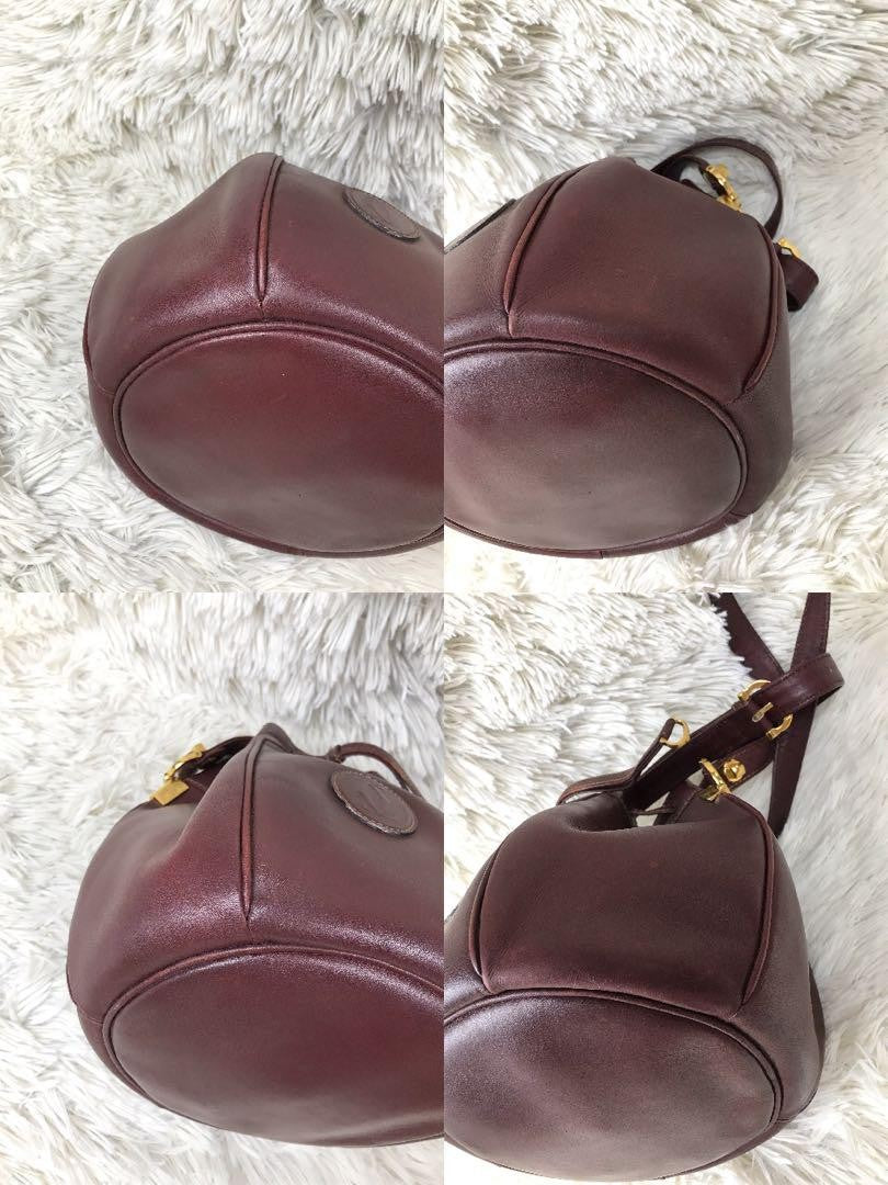 Cartier Shoulder Bag Purse Must Leather Bordeaux Authentic
