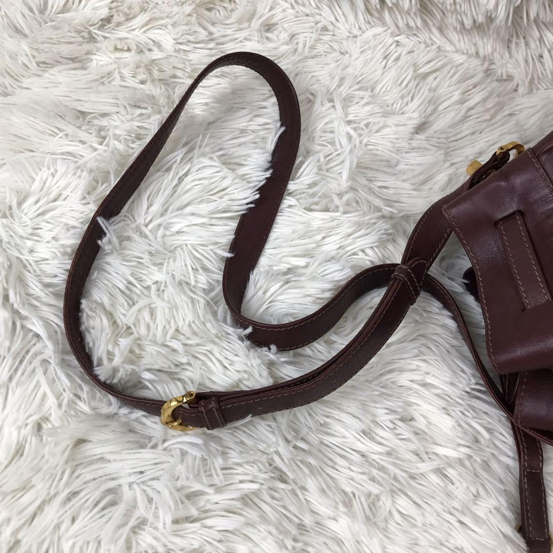 Cartier Shoulder Bag Purse Must Leather Bordeaux Authentic