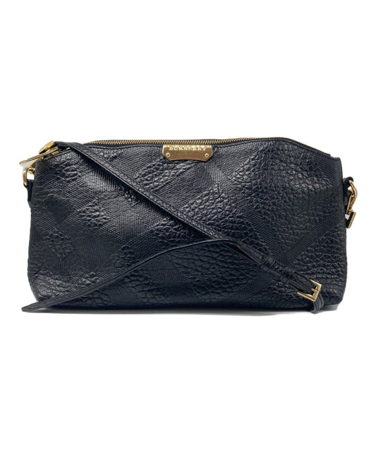 BURBERRY Shoulder Bag Purse Leather Black Authentic