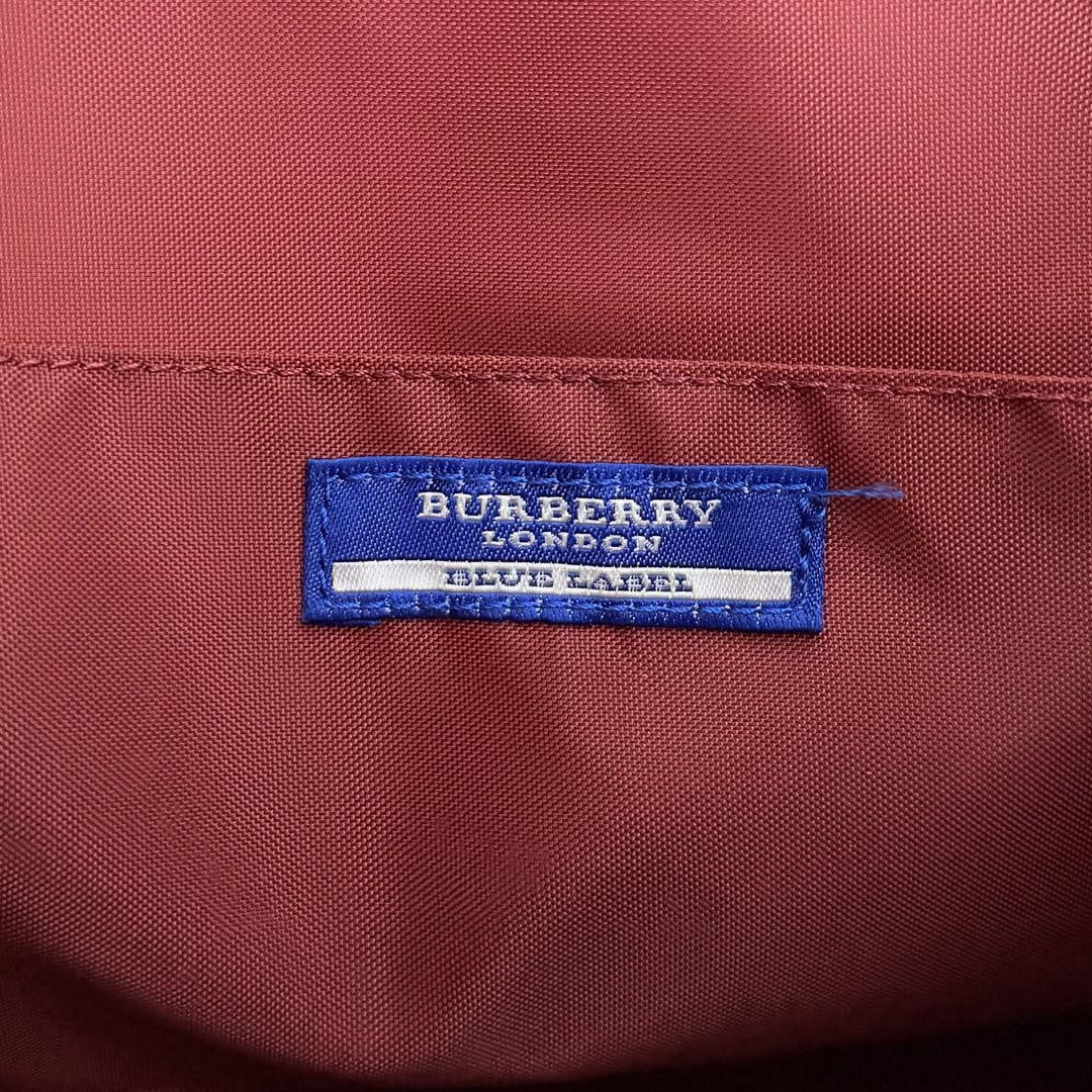 BURBERRY BLUE LABEL Hand Bag Tote Purse Nova Check Canvas Leather Red Authentic
