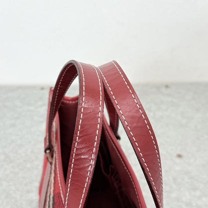 BURBERRY BLUE LABEL Hand Bag Tote Purse Nova Check Canvas Leather Red Authentic