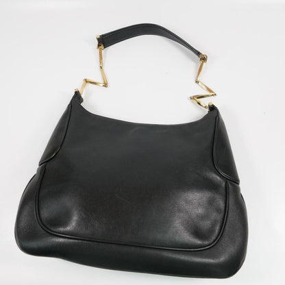 Salvatore Ferragamo Shoulder Bag Purse Leather Black Authentic