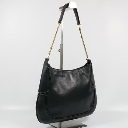 Salvatore Ferragamo Shoulder Bag Purse Leather Black Authentic