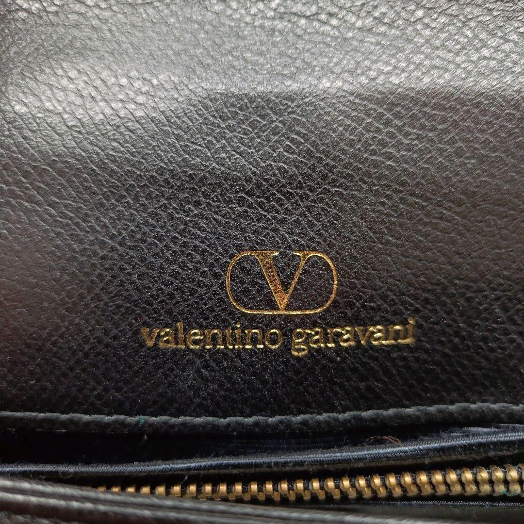 Valentino Garavani Shoulder Bag Purse Logo Leather Black Authentic