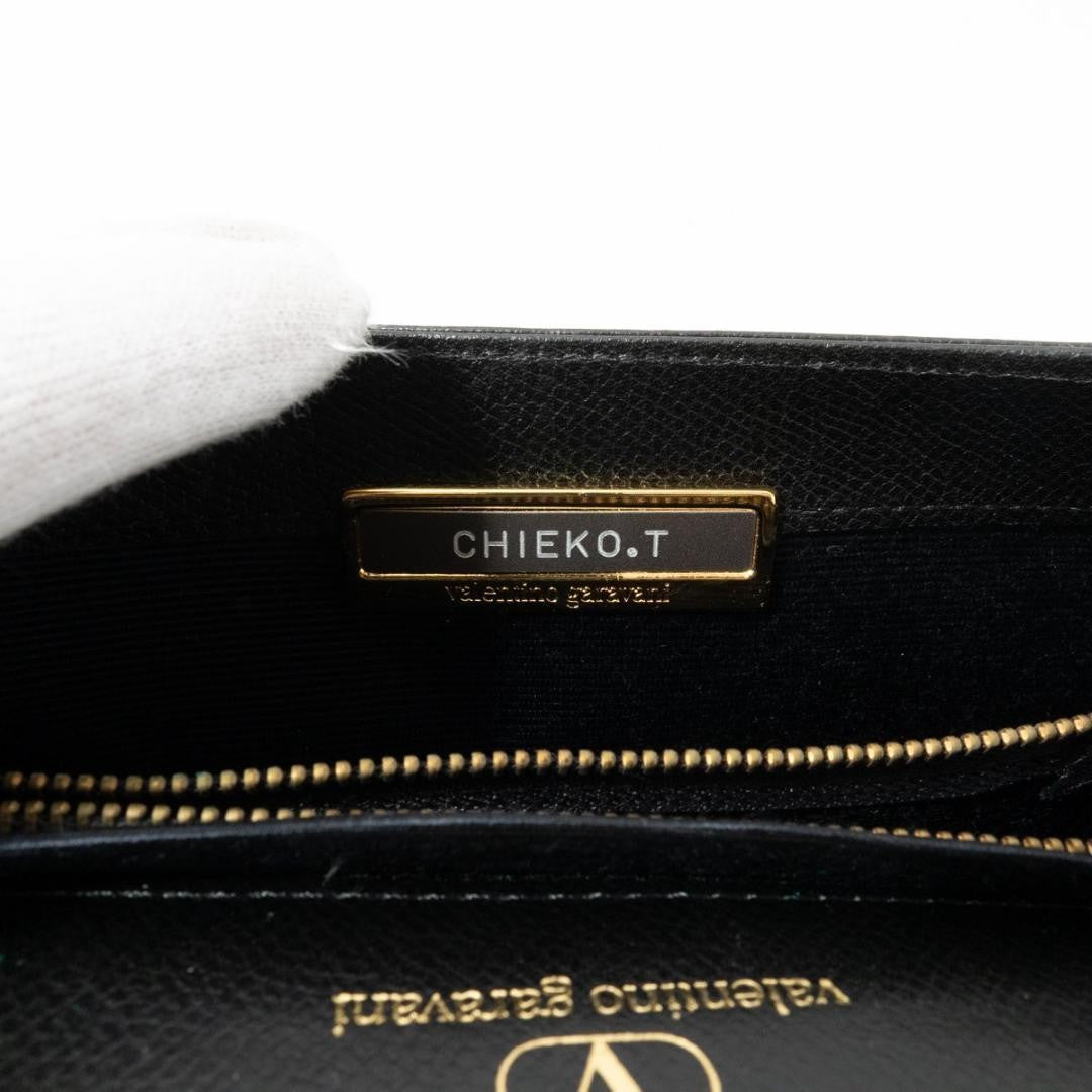 Valentino Garavani Shoulder Bag Purse Logo Leather Black Authentic