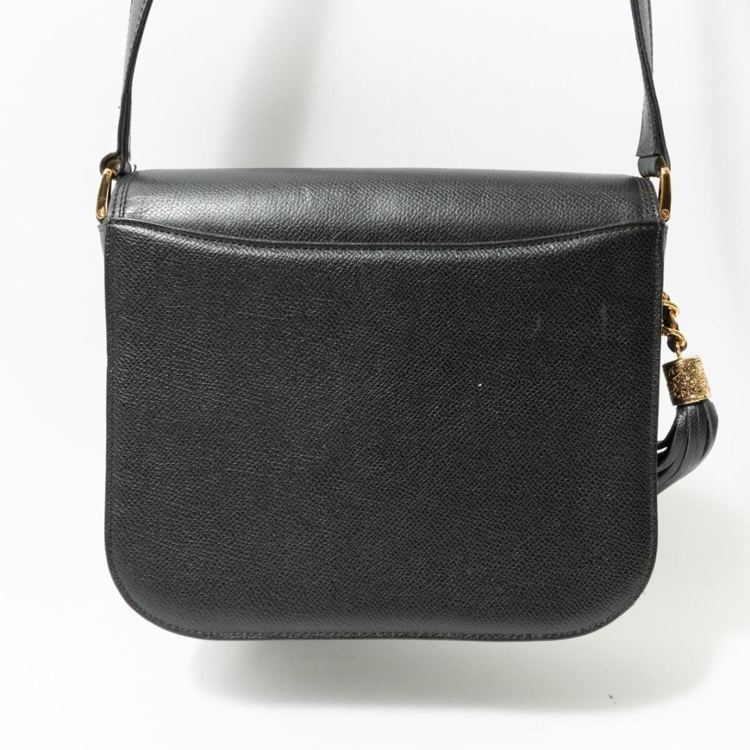 Valentino Garavani Shoulder Bag Purse Logo Leather Black Authentic
