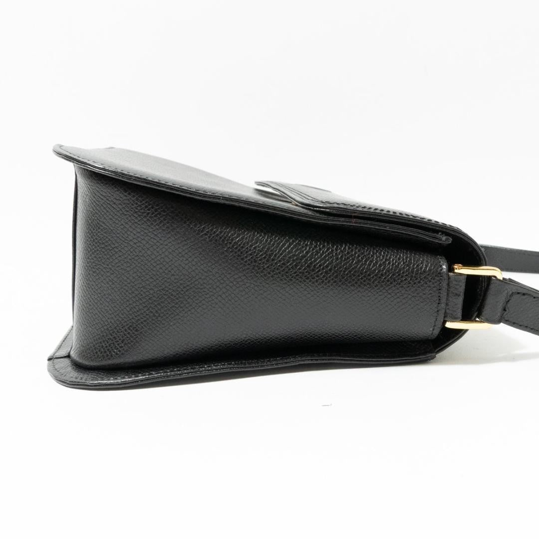 Valentino Garavani Shoulder Bag Purse Logo Leather Black Authentic