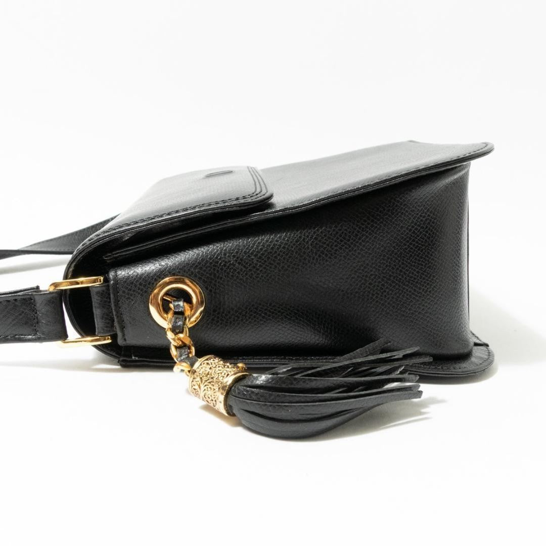 Valentino Garavani Shoulder Bag Purse Logo Leather Black Authentic